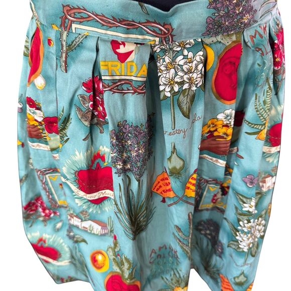 GRACE KARIN Ladies Sea Blue Retro Style VIVA FRIDA Wearable Art Skirt L - Picture 4 of 8
